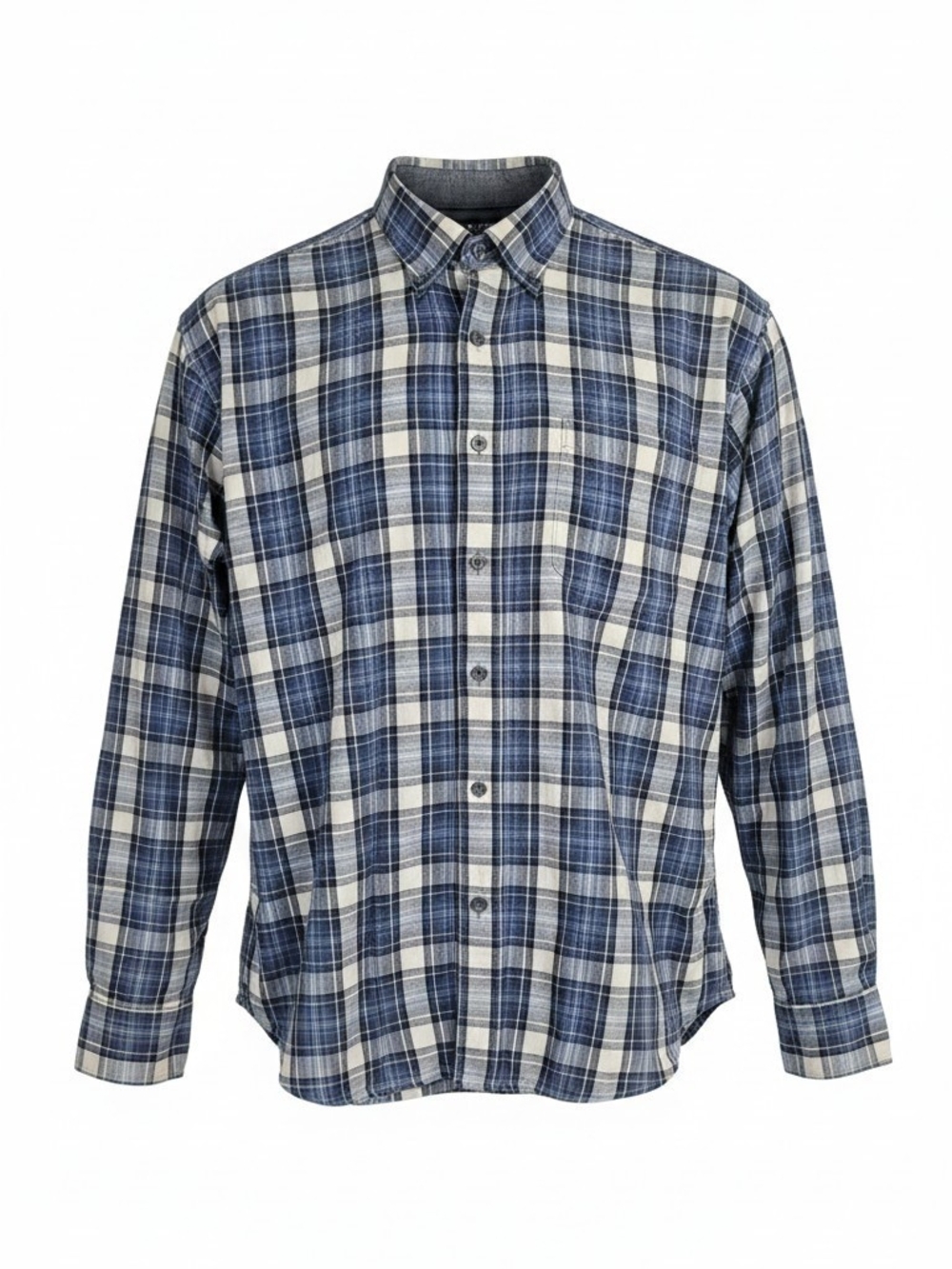 Haggar Blue and White Plaid Button-Down Shirt